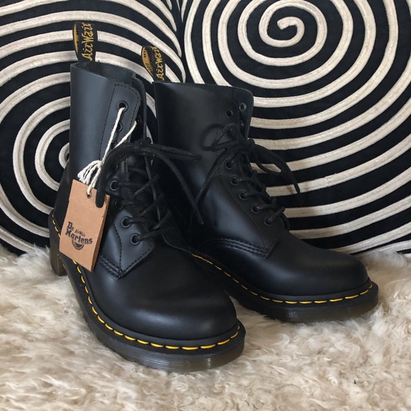 Dr. Martens Shoes - Dr. Martens CLEMENCY Black Leather Heel Boots NWB!